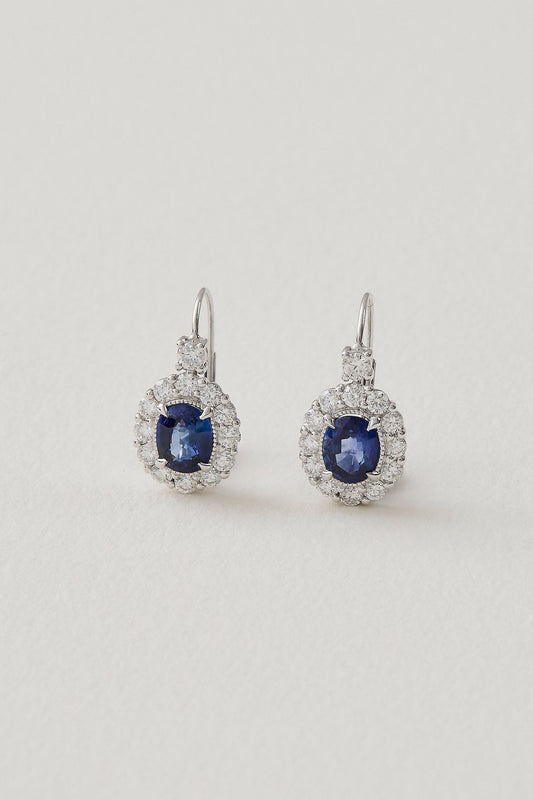 Sapphire Halo Drop Earrings