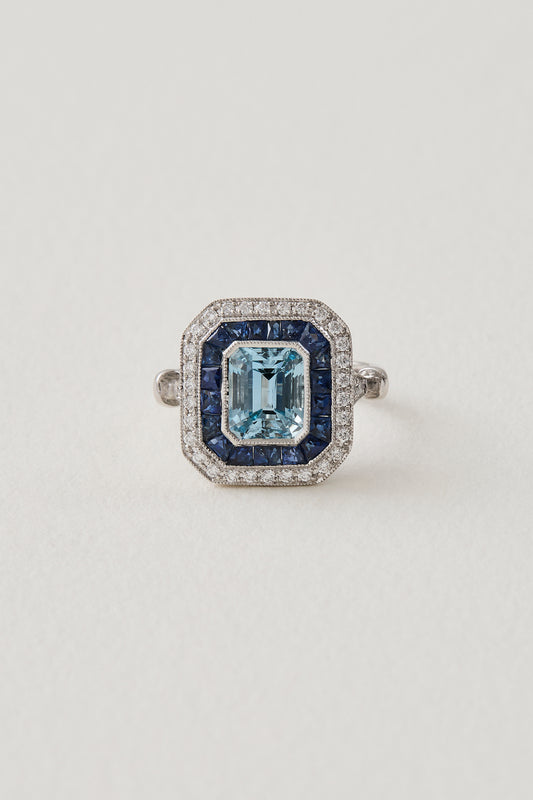 Aquamarine Decadent Ring