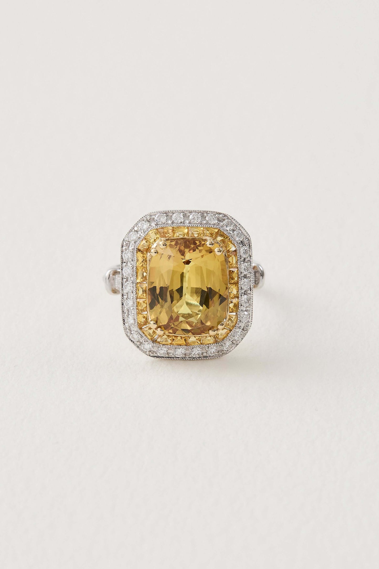Yellow Sapphire Halo Ring