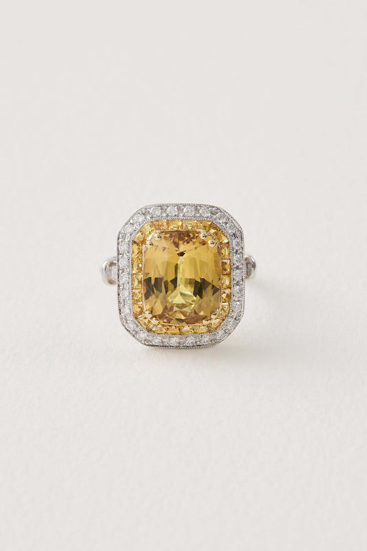 Yellow Sapphire Halo Ring