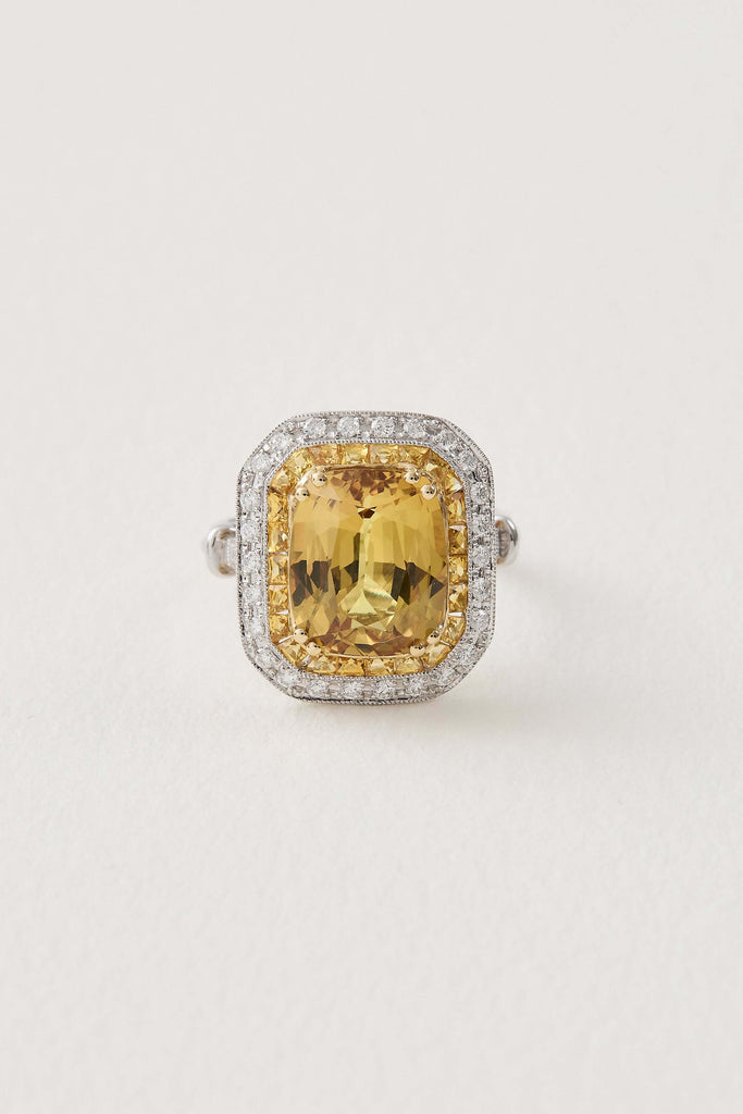 Yellow Sapphire Halo Ring