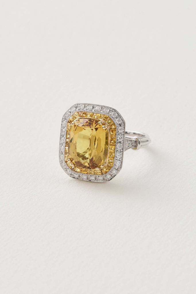 Yellow Sapphire Halo Ring