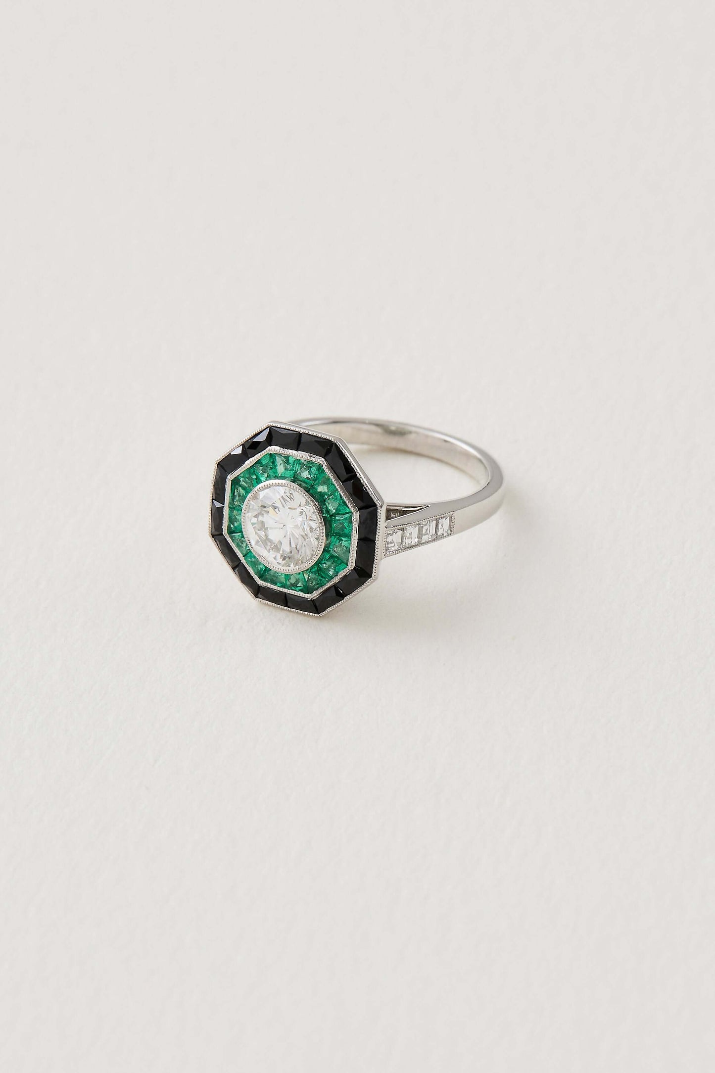 Emerald Octagonal Art Deco Design Ring