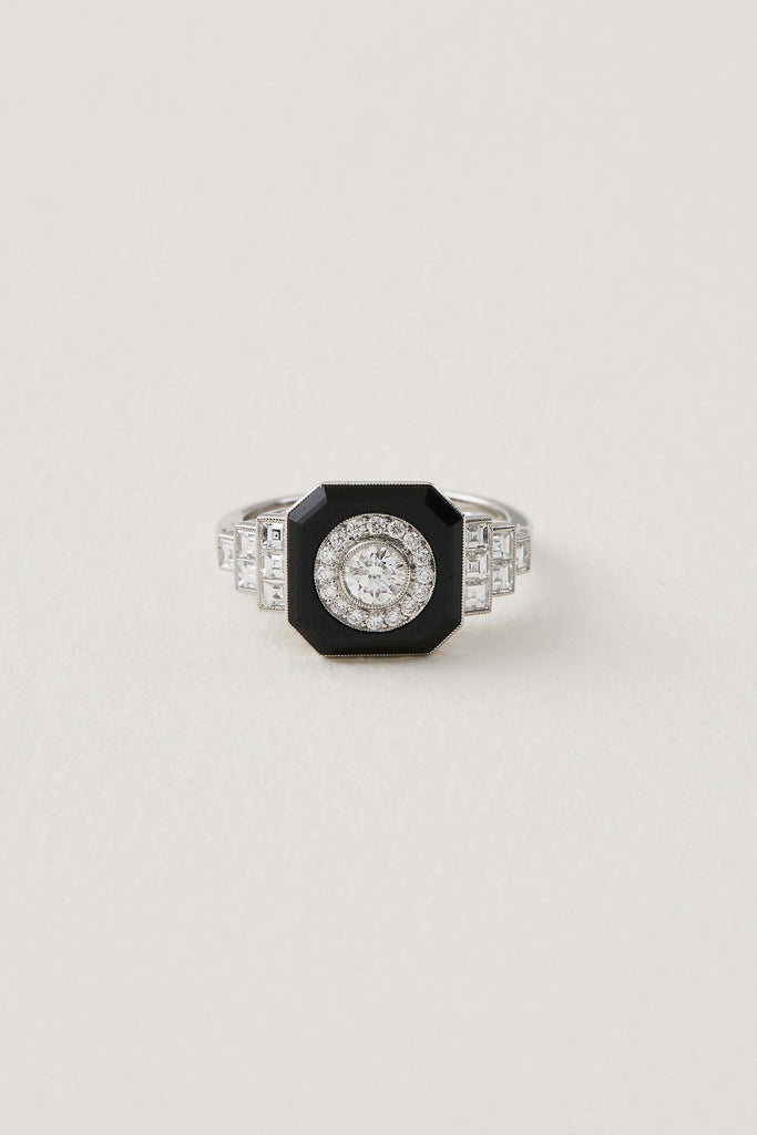 Onyx Art Deco Design Ring