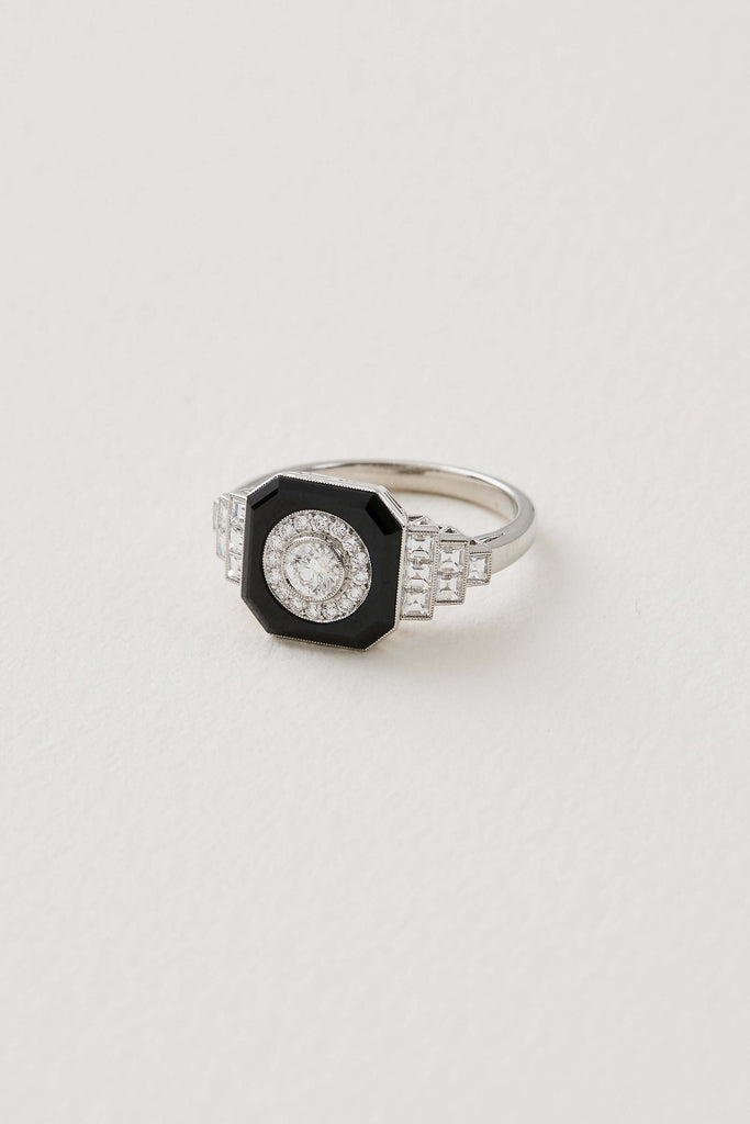 Onyx Art Deco Design Ring