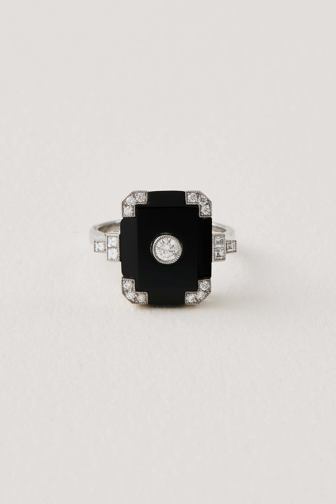 Onyx Art Deco Design Ring