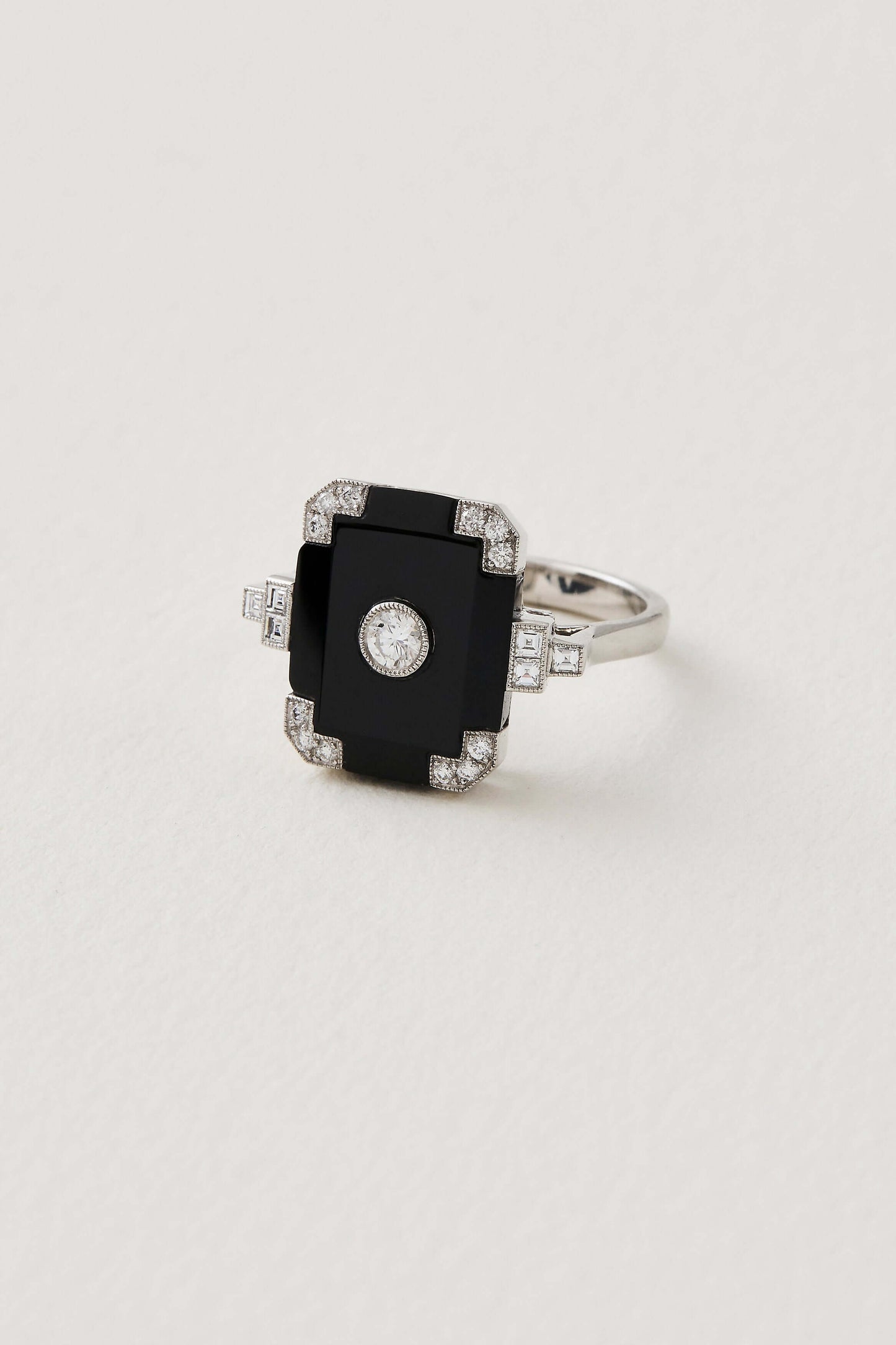 Onyx Art Deco Design Ring