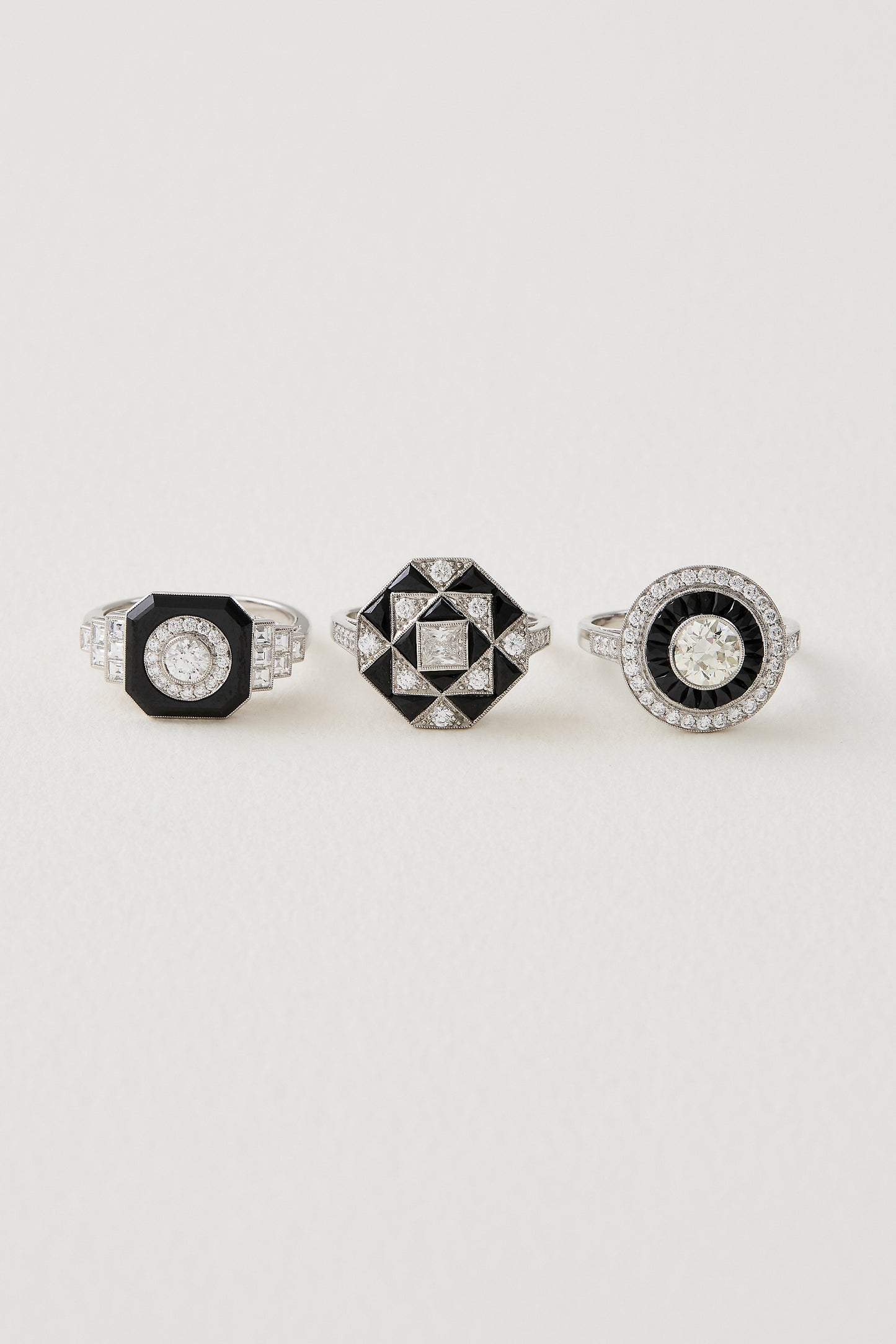 Onyx Diamond Art Deco Design Ring