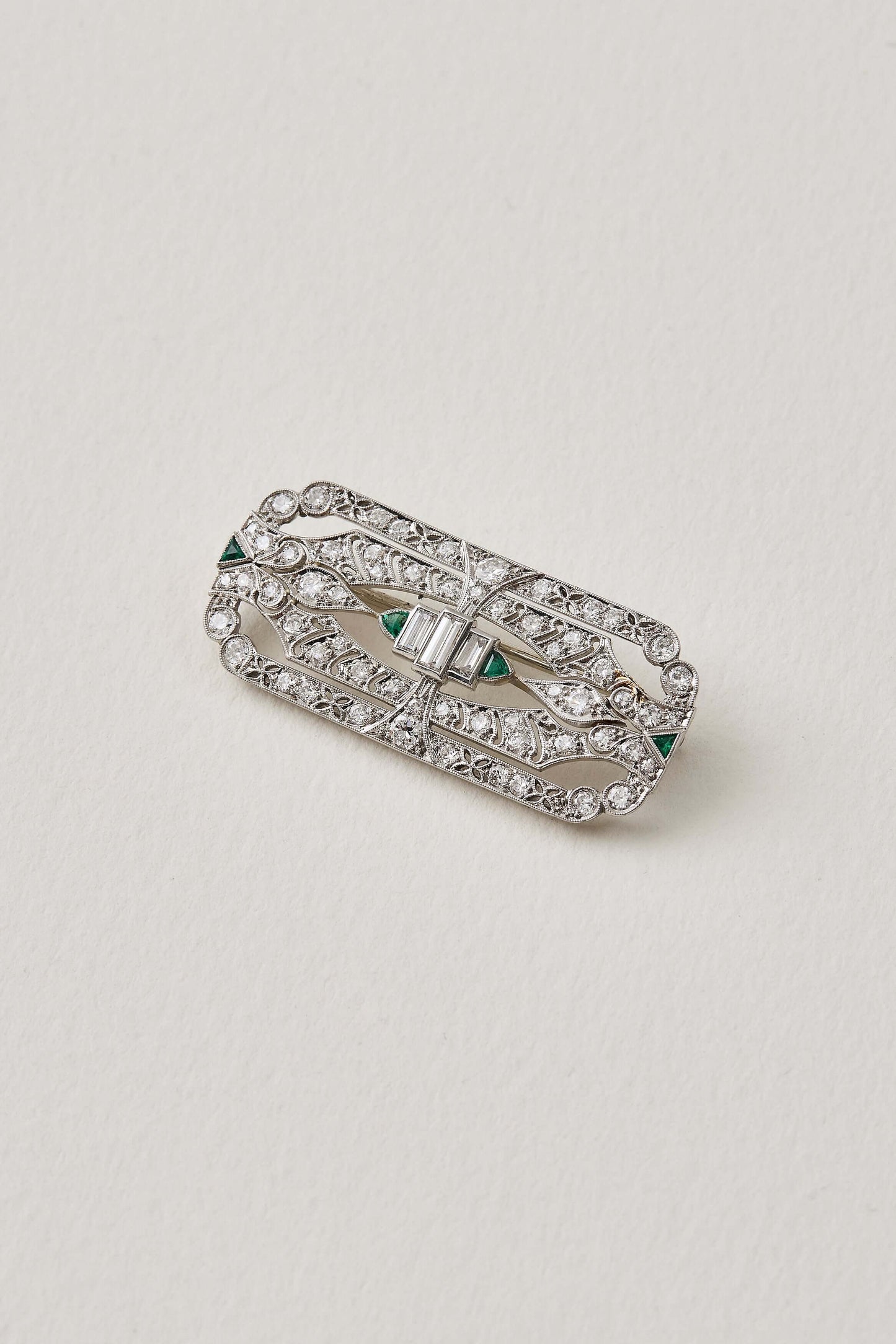Art Deco Emerald Brooch