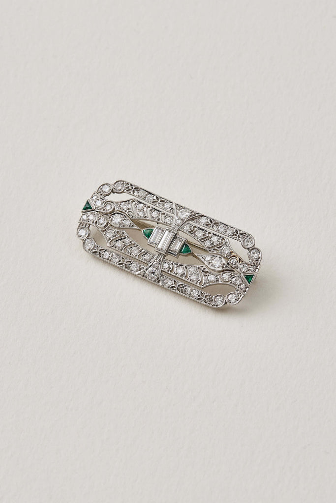 Art Deco Emerald Brooch