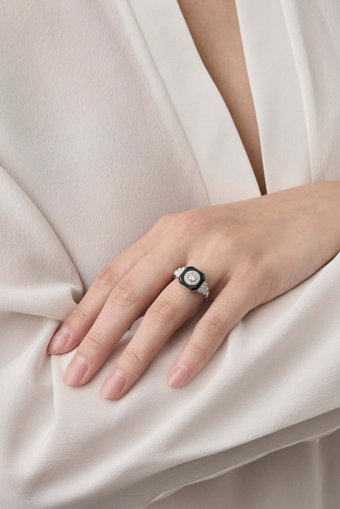 Onyx Art Deco Design Ring