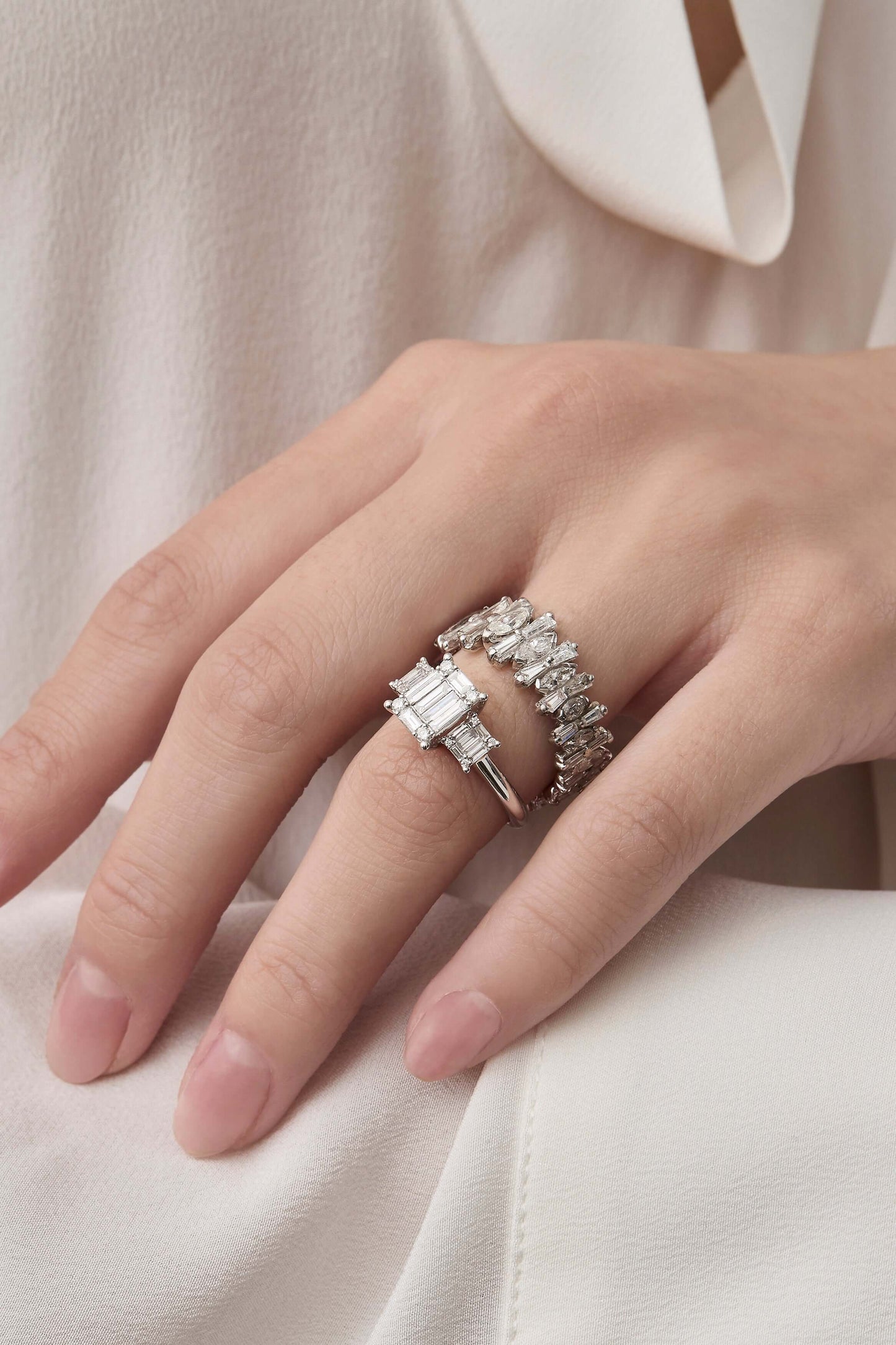 Diamond Deco Inspired Trilogy Ring