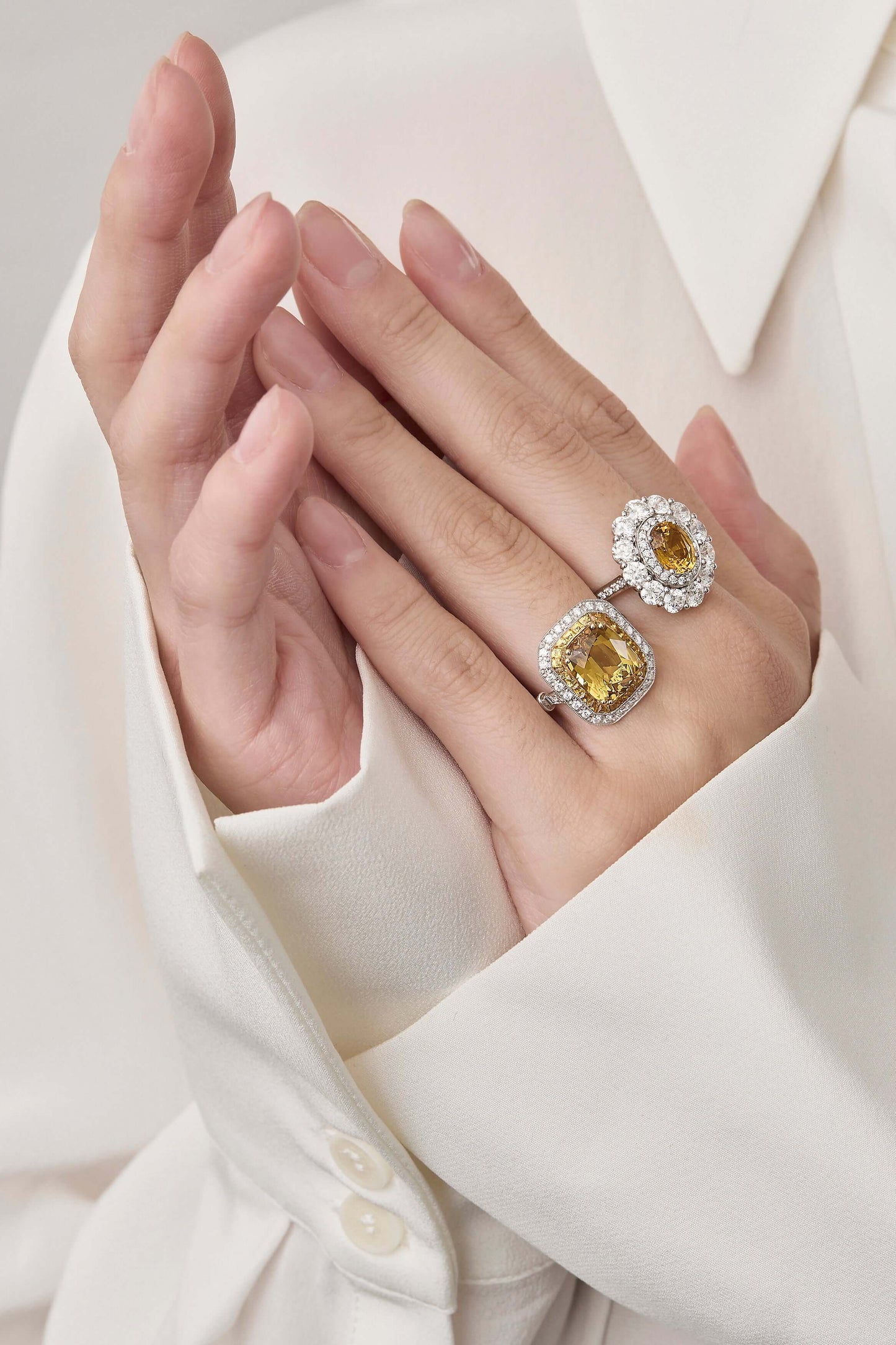 Yellow Sapphire Halo Ring