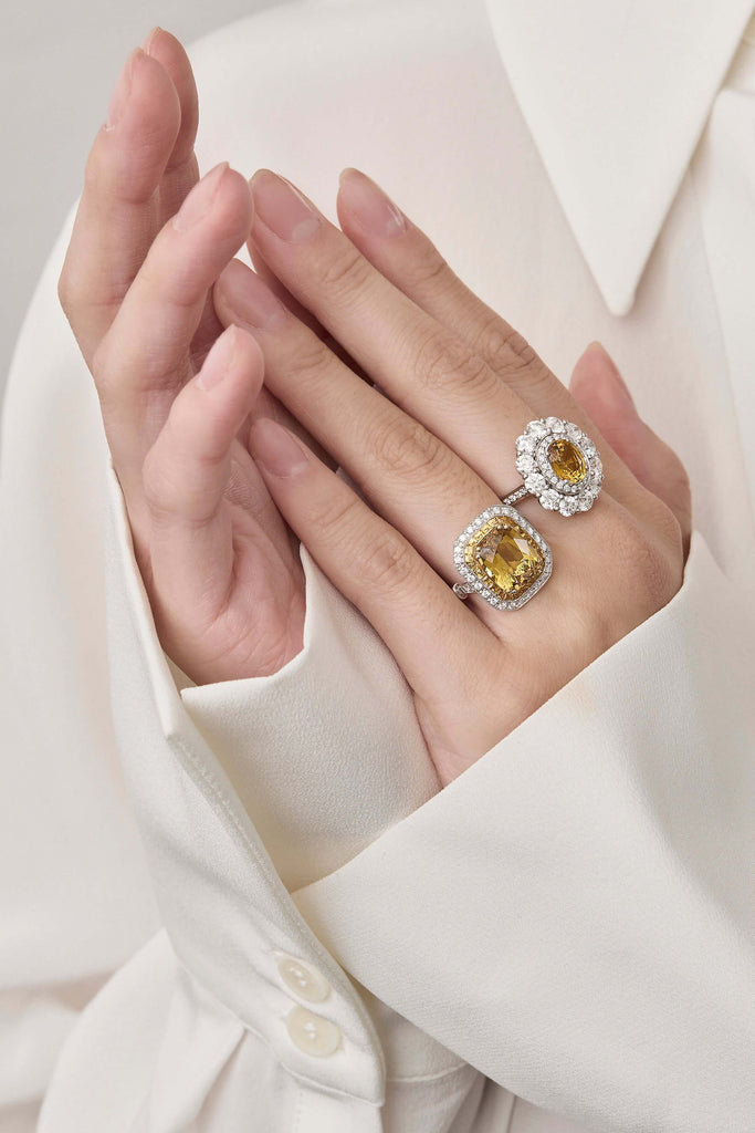 Yellow Sapphire Halo Ring