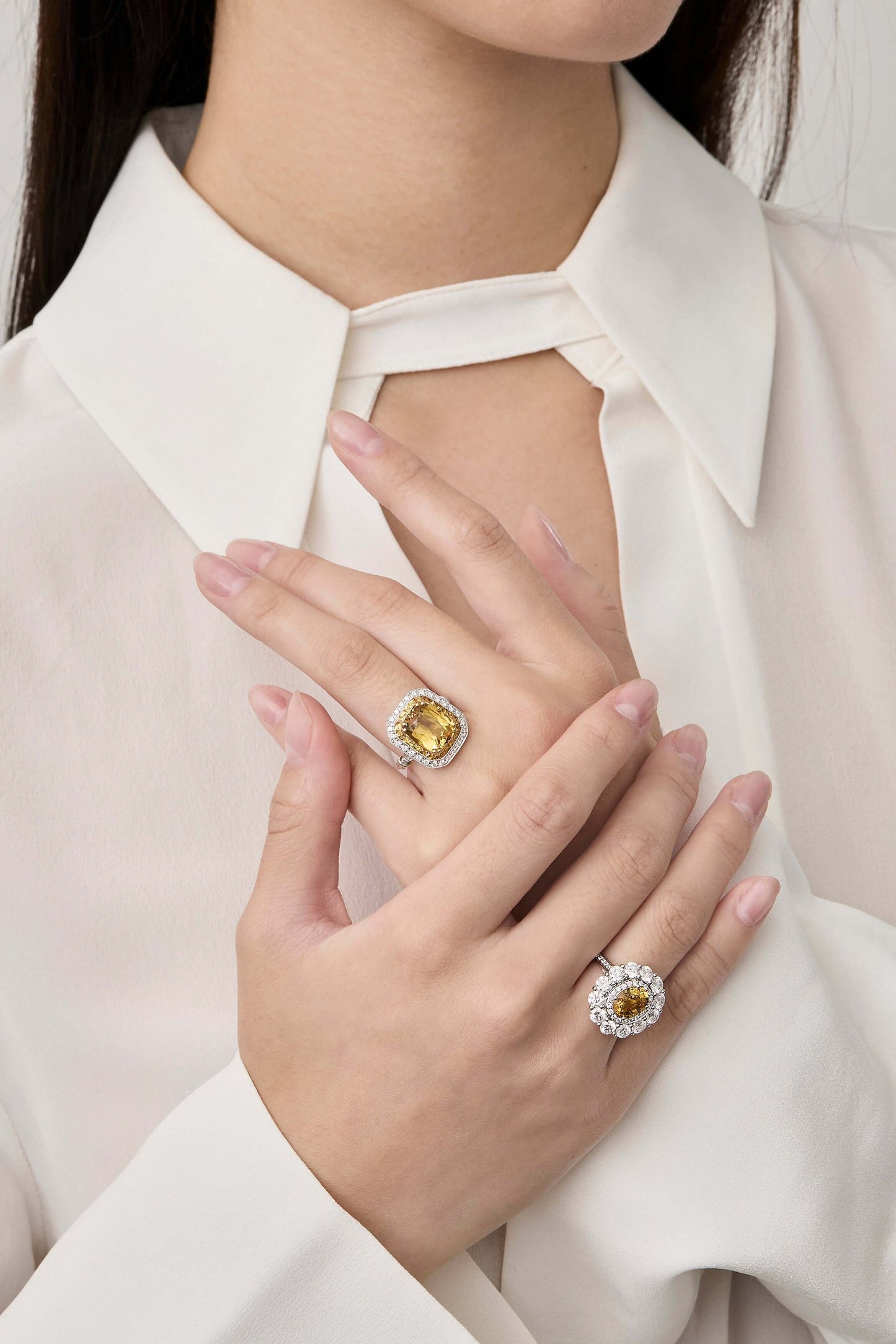 Yellow Sapphire Halo Ring