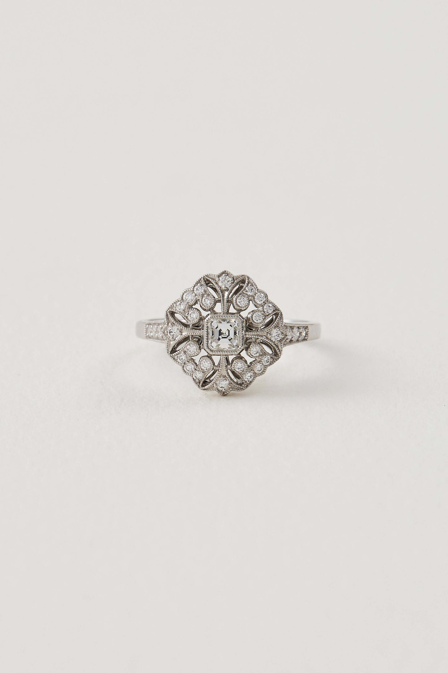 Diamond Vintage Inspired Floral Ring