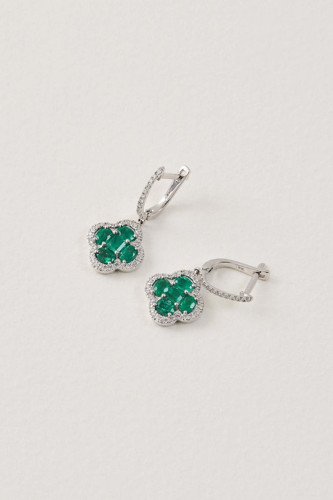 Emerald Clover Drop Earrings