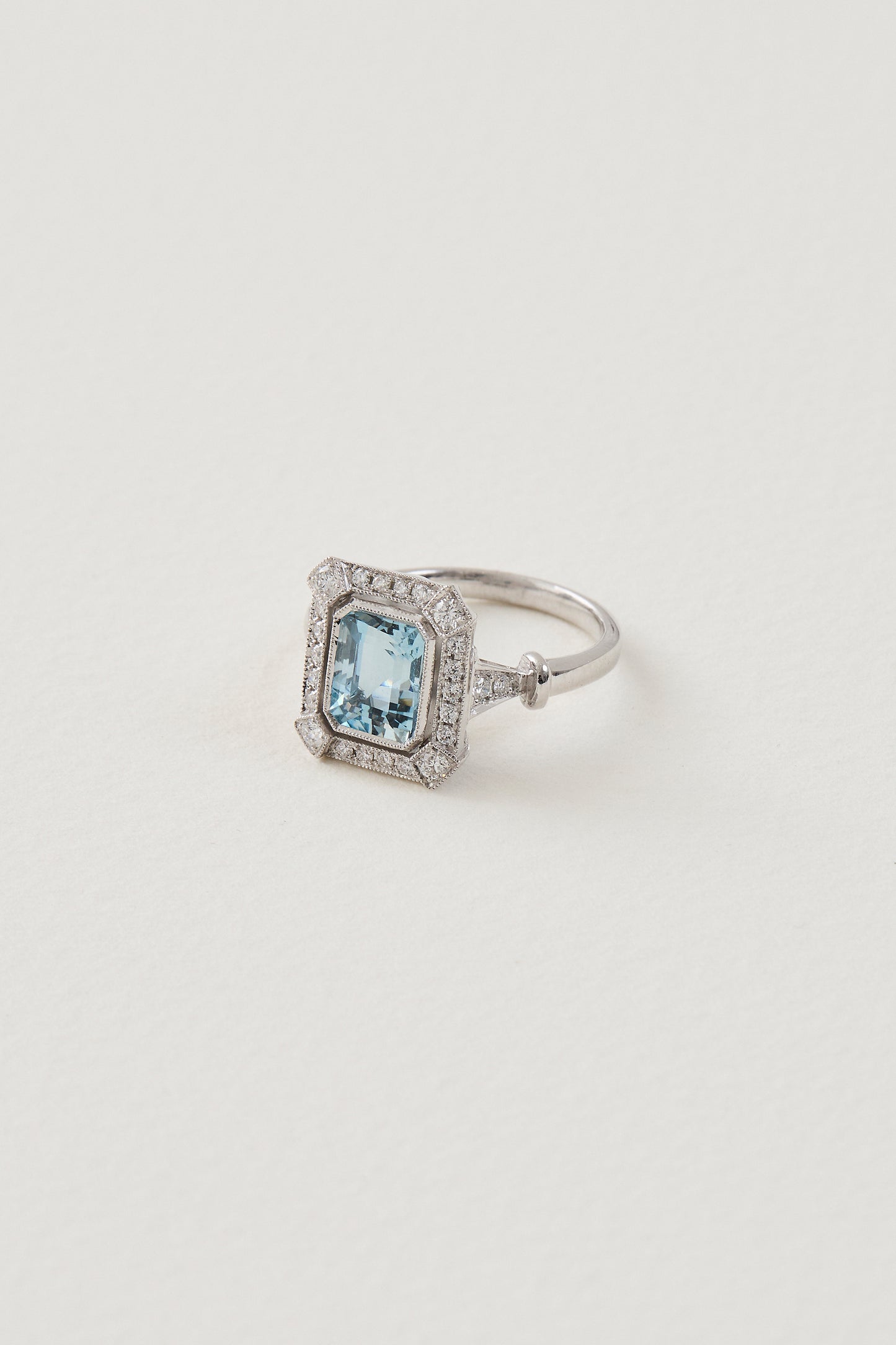 Aquamarine Art Deco Design Ring