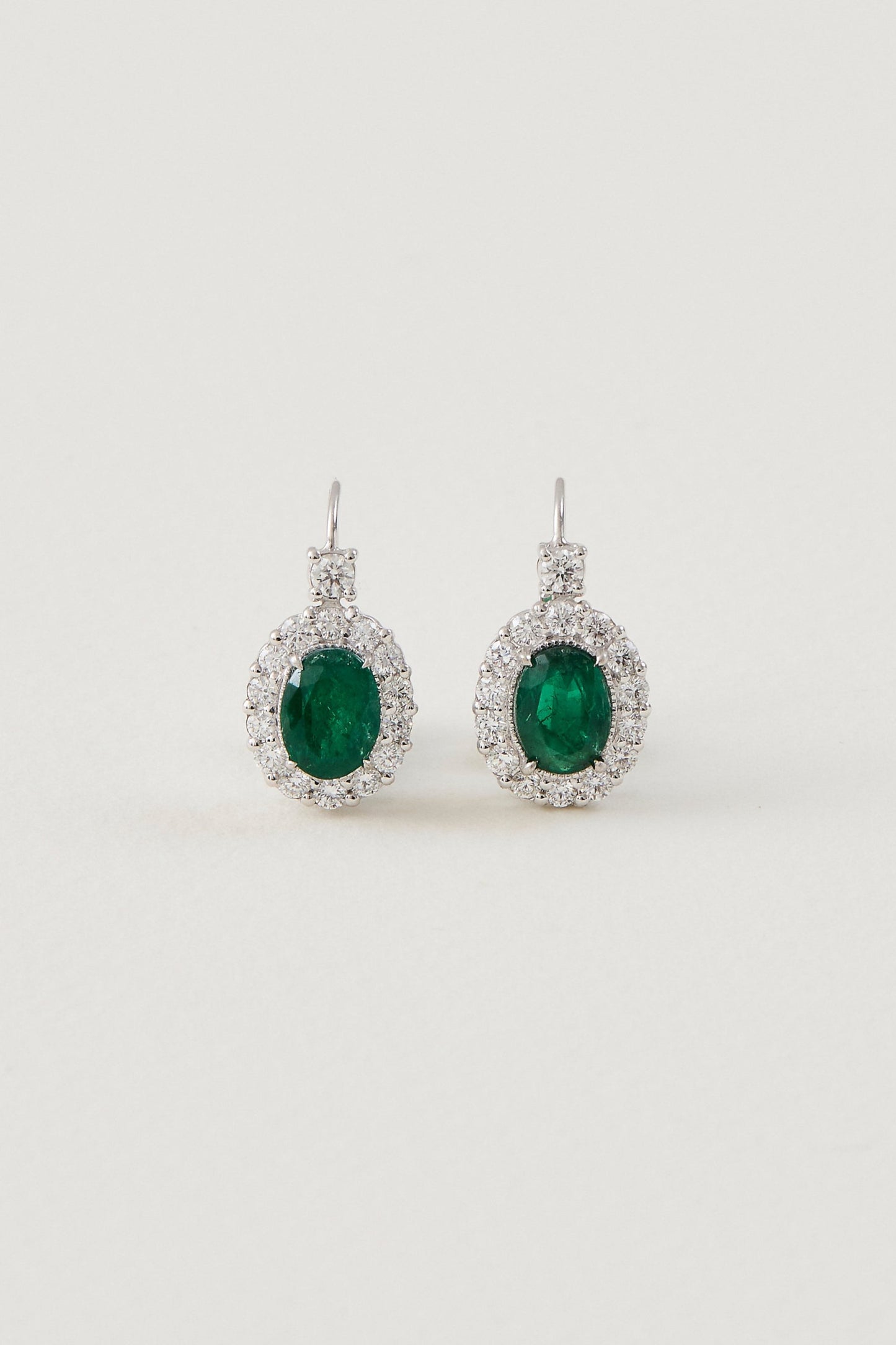 Emerald Halo Drop Earrings