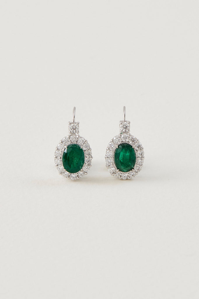 Emerald Halo Drop Earrings