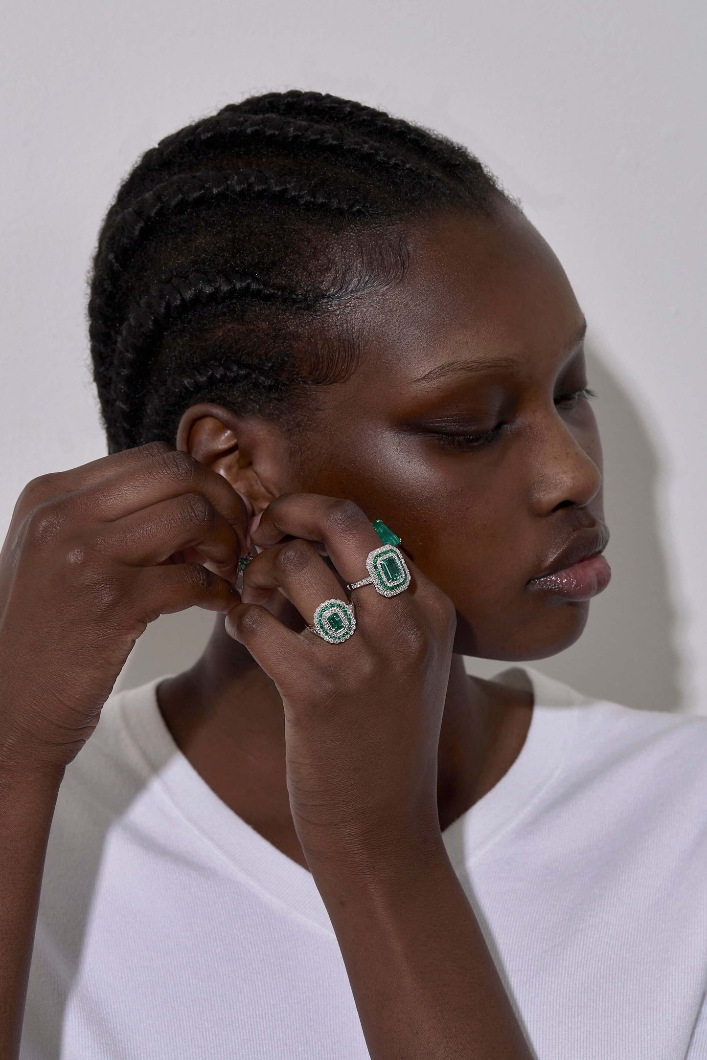 Emerald Halo Art Deco Design Ring