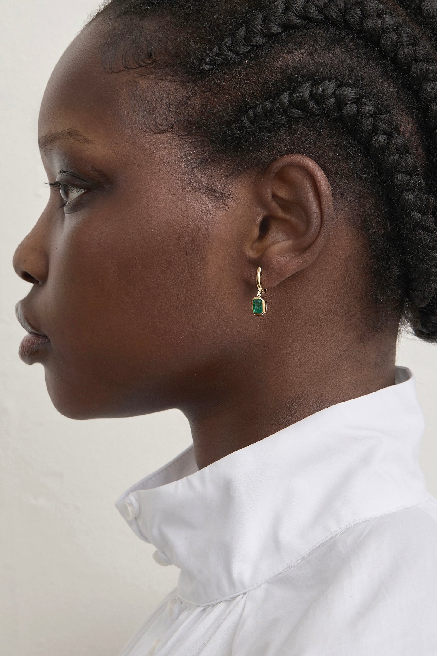 Emerald Bezel Deco Earrings