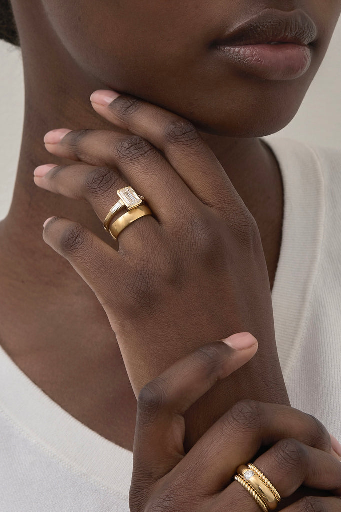 Deco Inspired Trilogy Ring