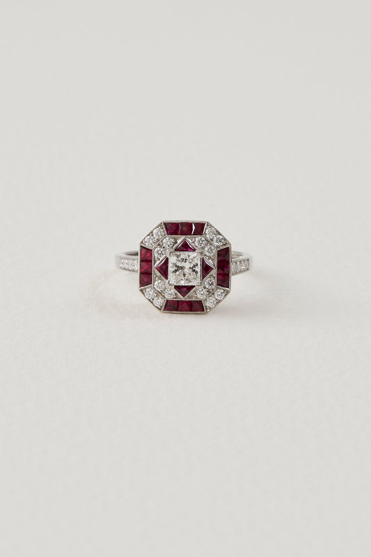 Ruby Reverie Art Deco Design Ring
