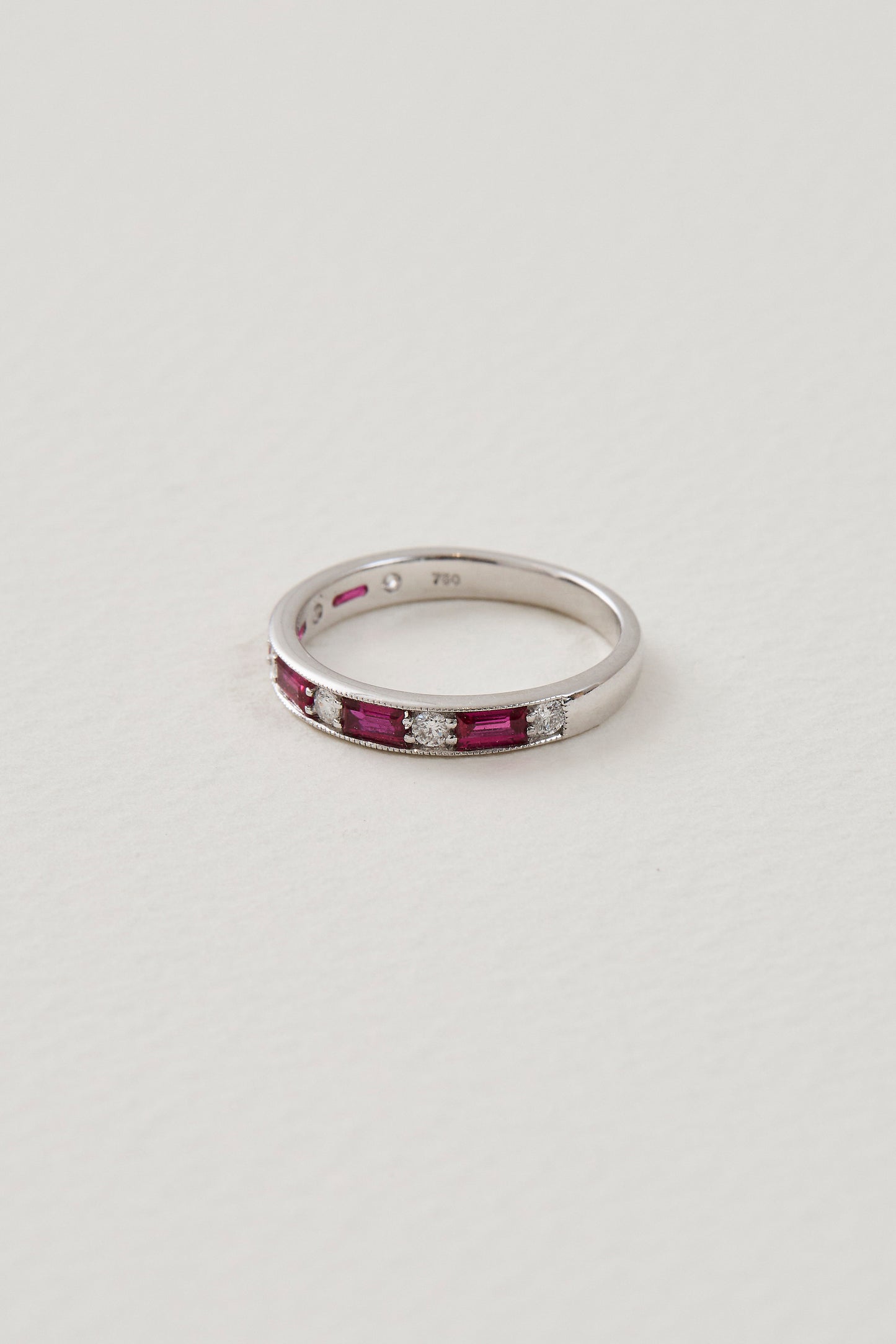 Ruby Baguette Half Eternity Band