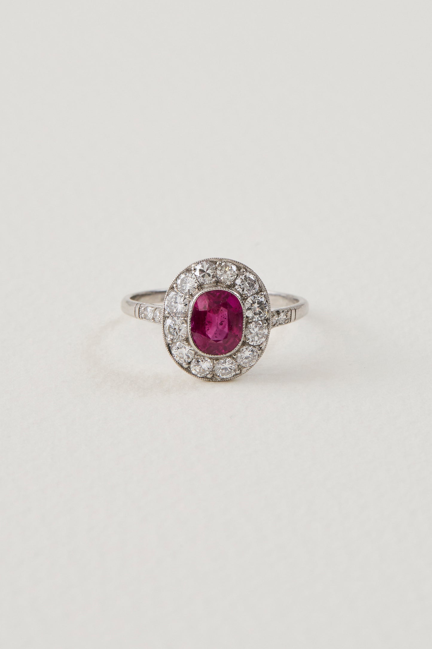 Art Deco Design Ruby Cluster Ring