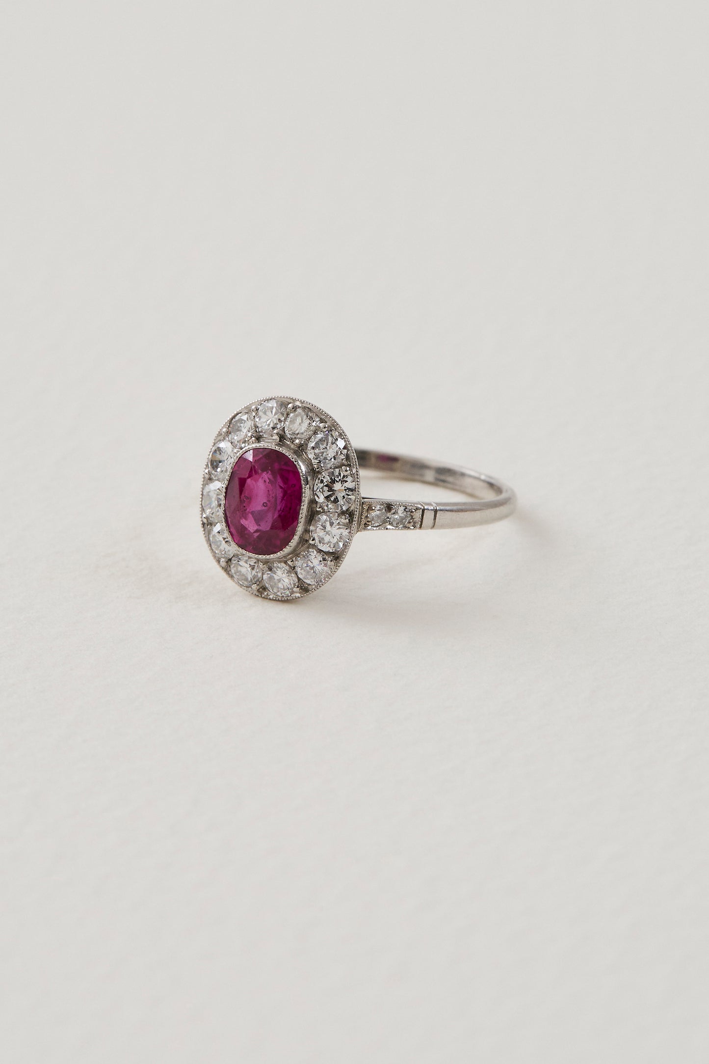 Art Deco Design Ruby Cluster Ring