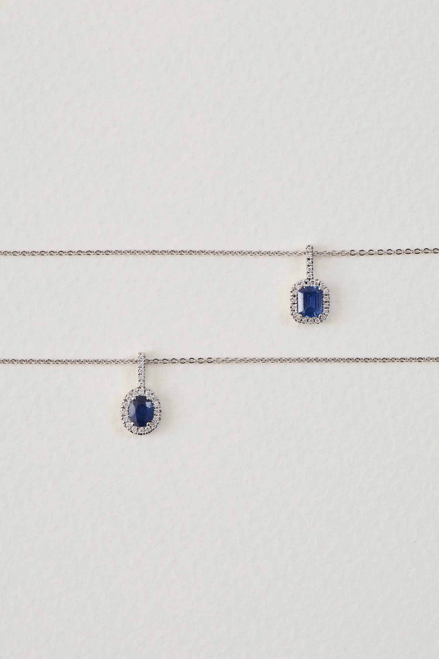 Oval Sapphire Halo Necklace