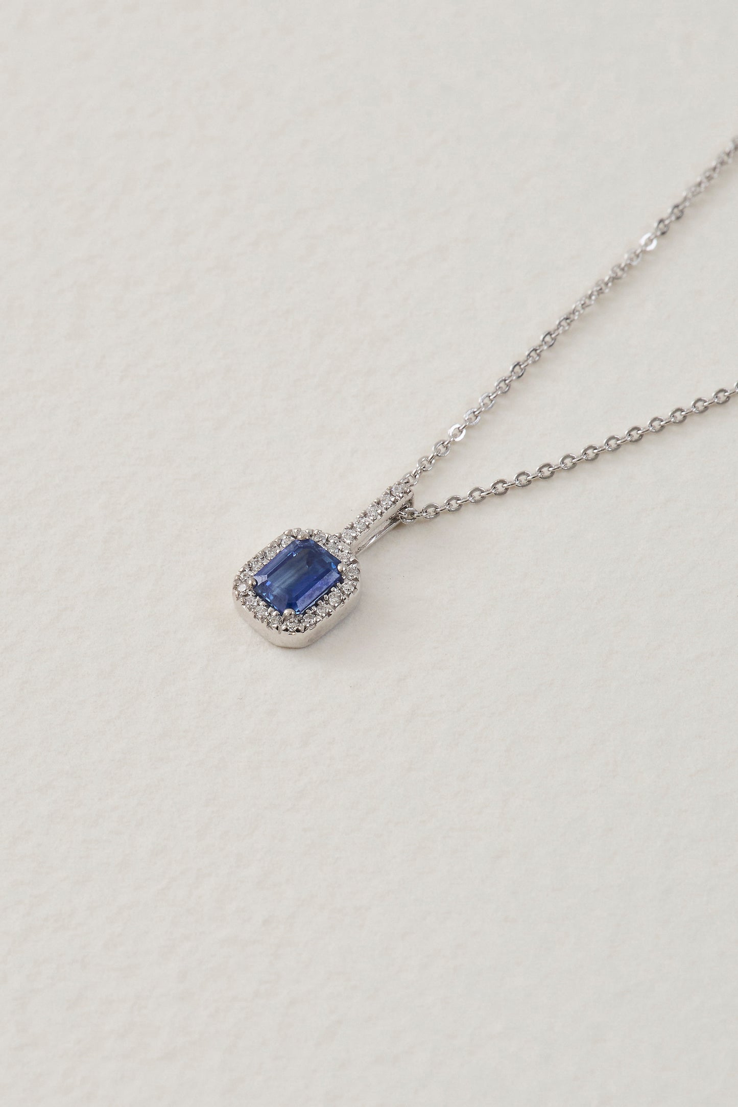 Sapphire Halo Pendant Necklace