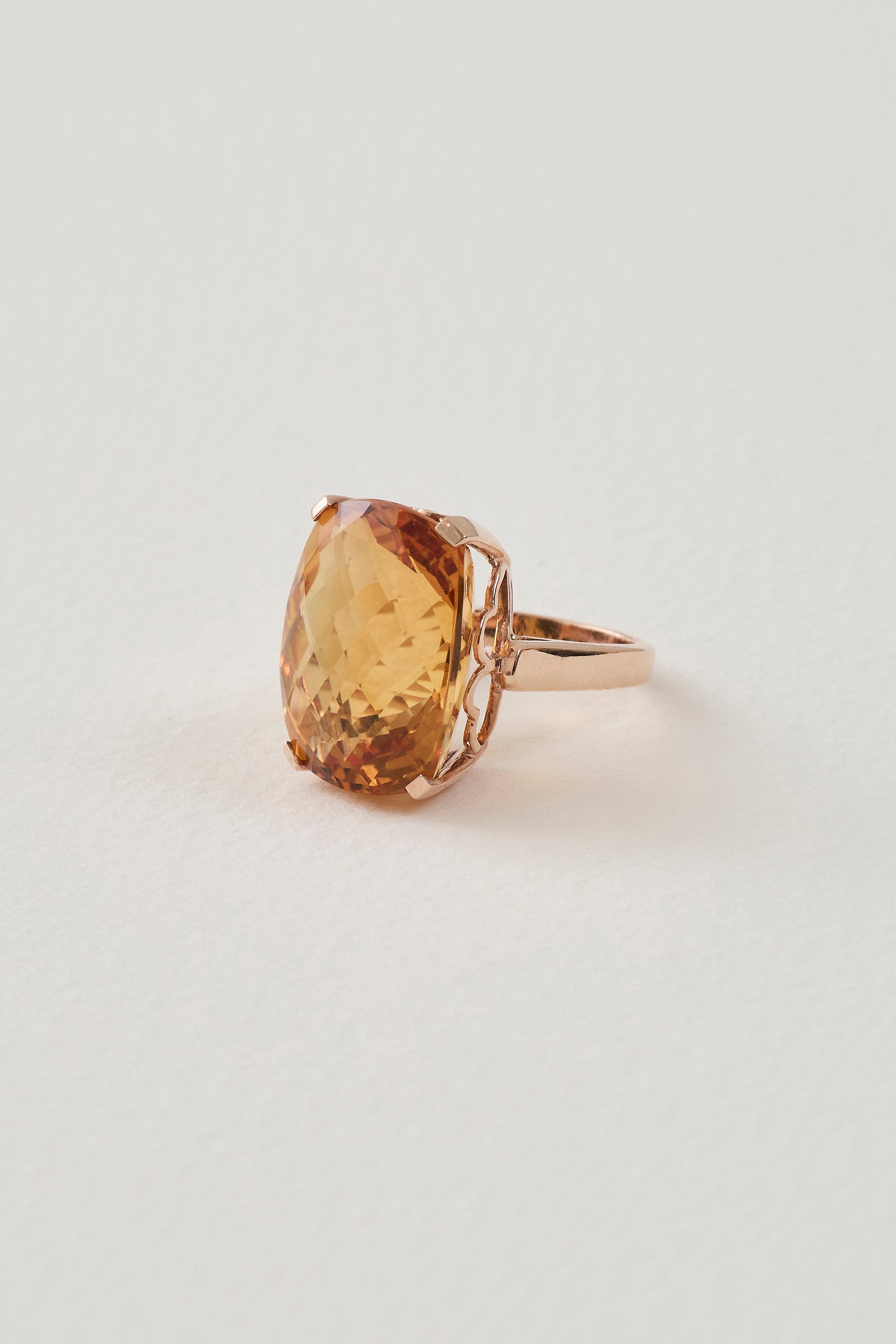 Citrine Checkerboard Ring