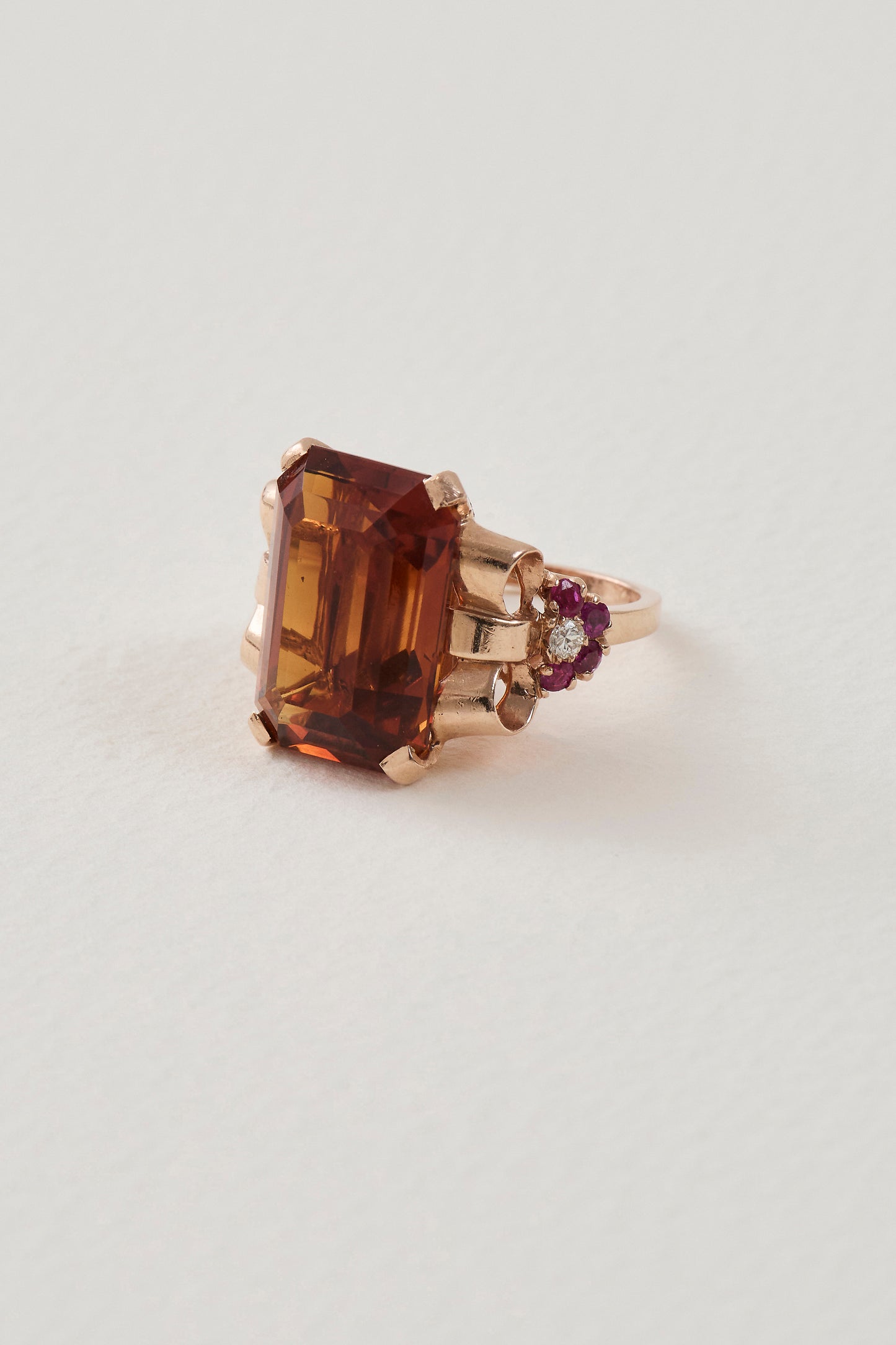 Mid Century Citrine Ring