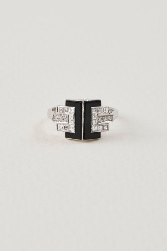 Midnight Onyx Art Deco Design Ring