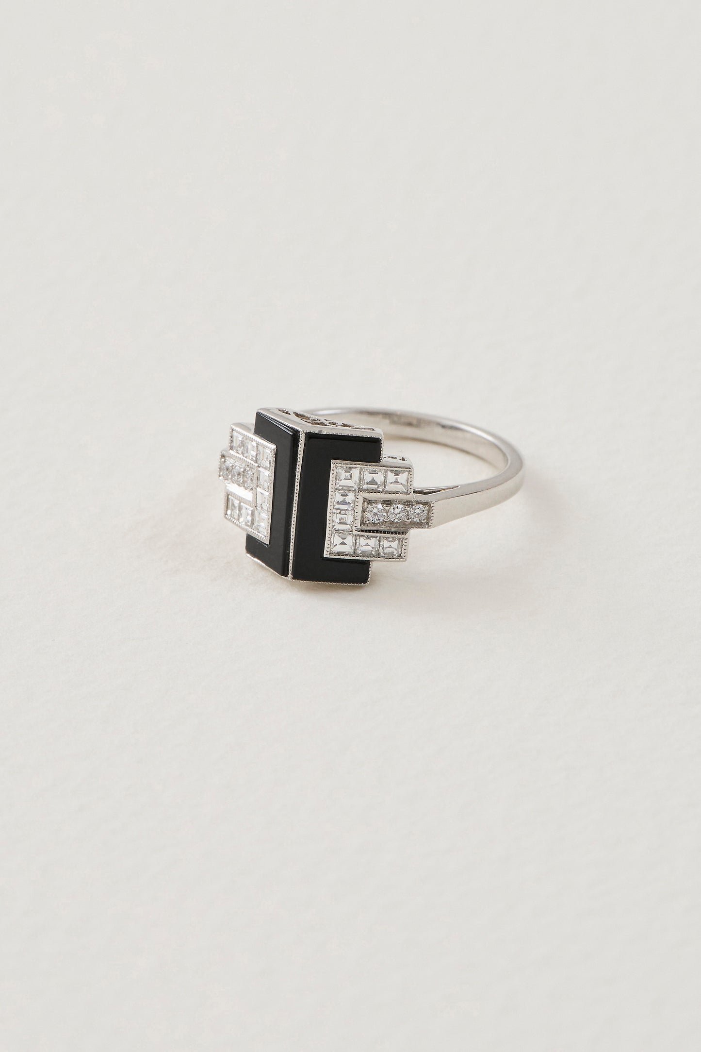 Midnight Onyx Art Deco Design Ring