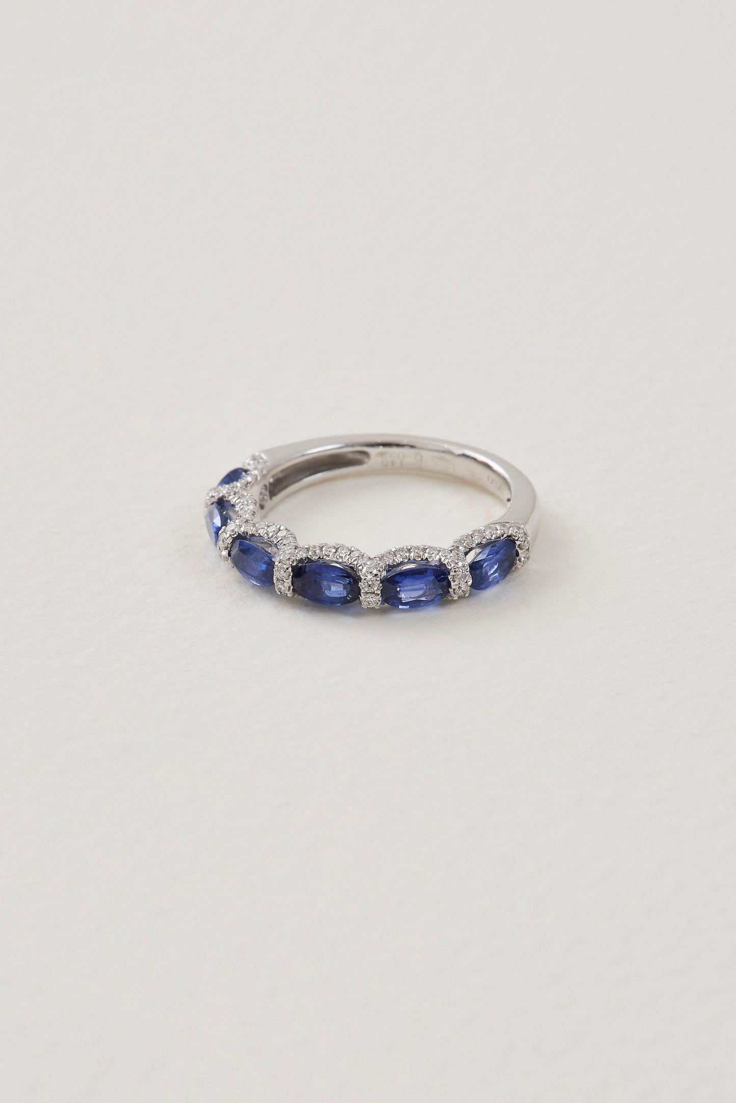 Sapphire Halo Half Eternity Band