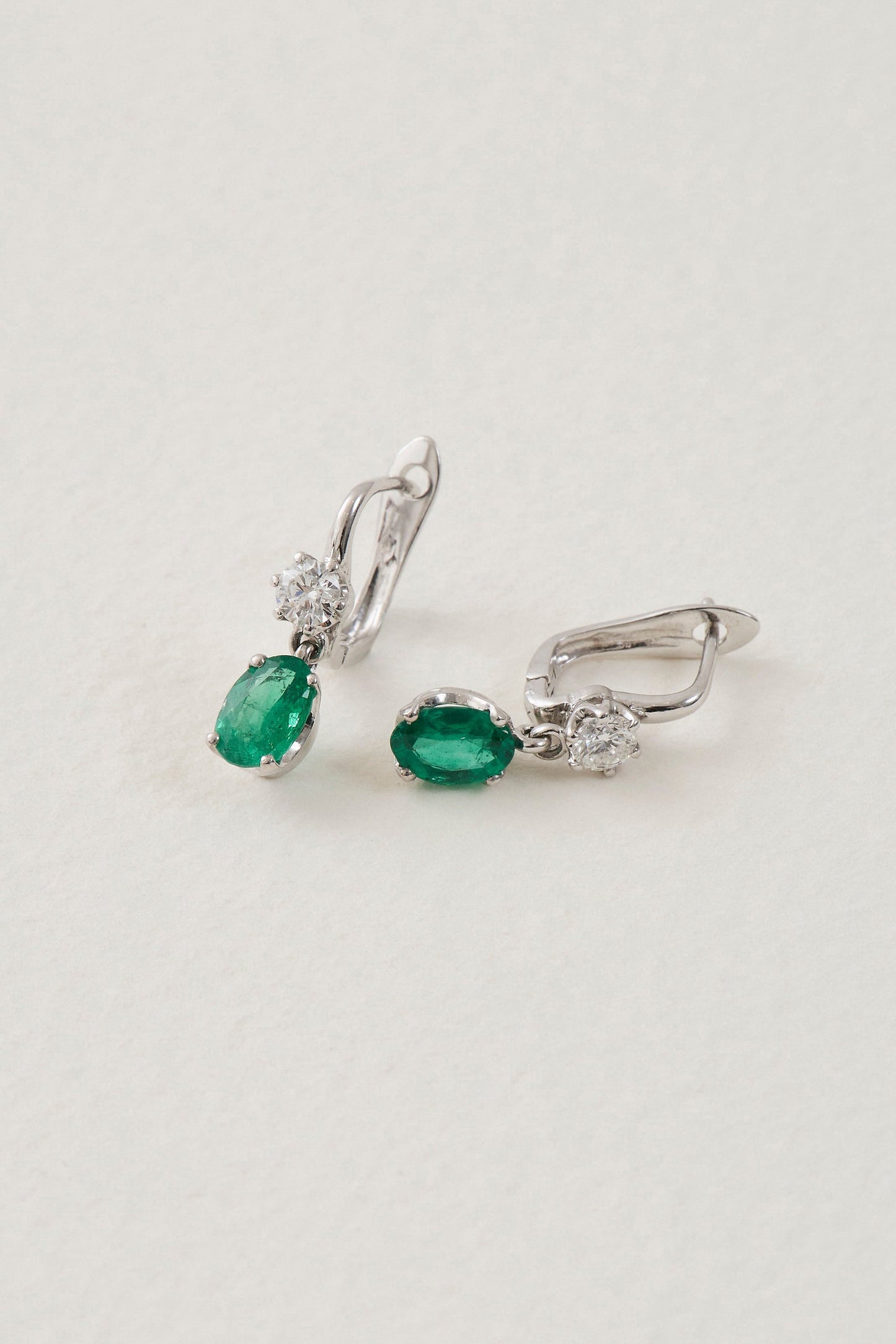 Emerald and Diamond Drop Earrings