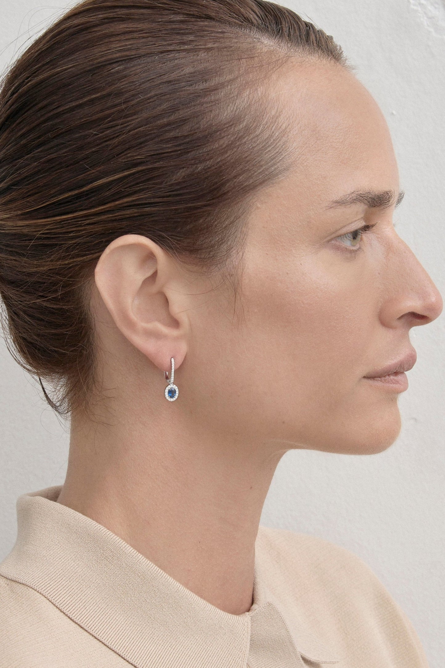 Sapphire Halo Drop Earrings