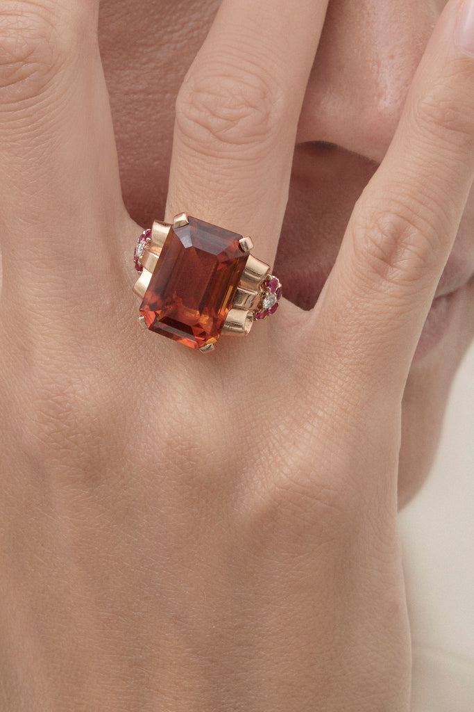 Mid Century Citrine Ring