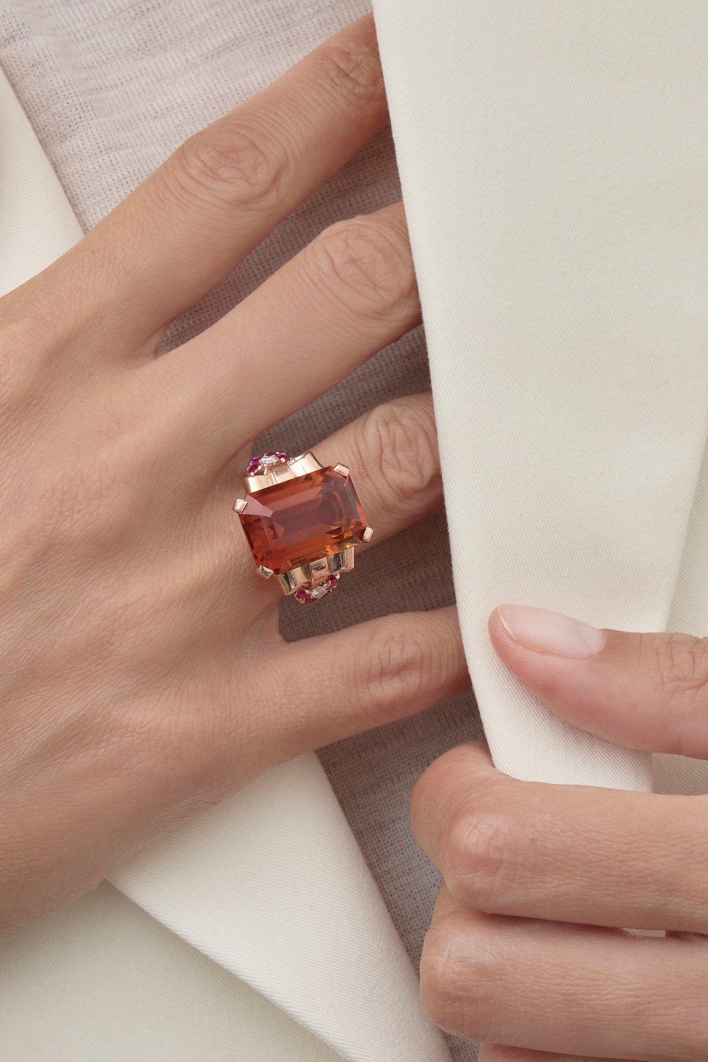 Mid Century Citrine Ring