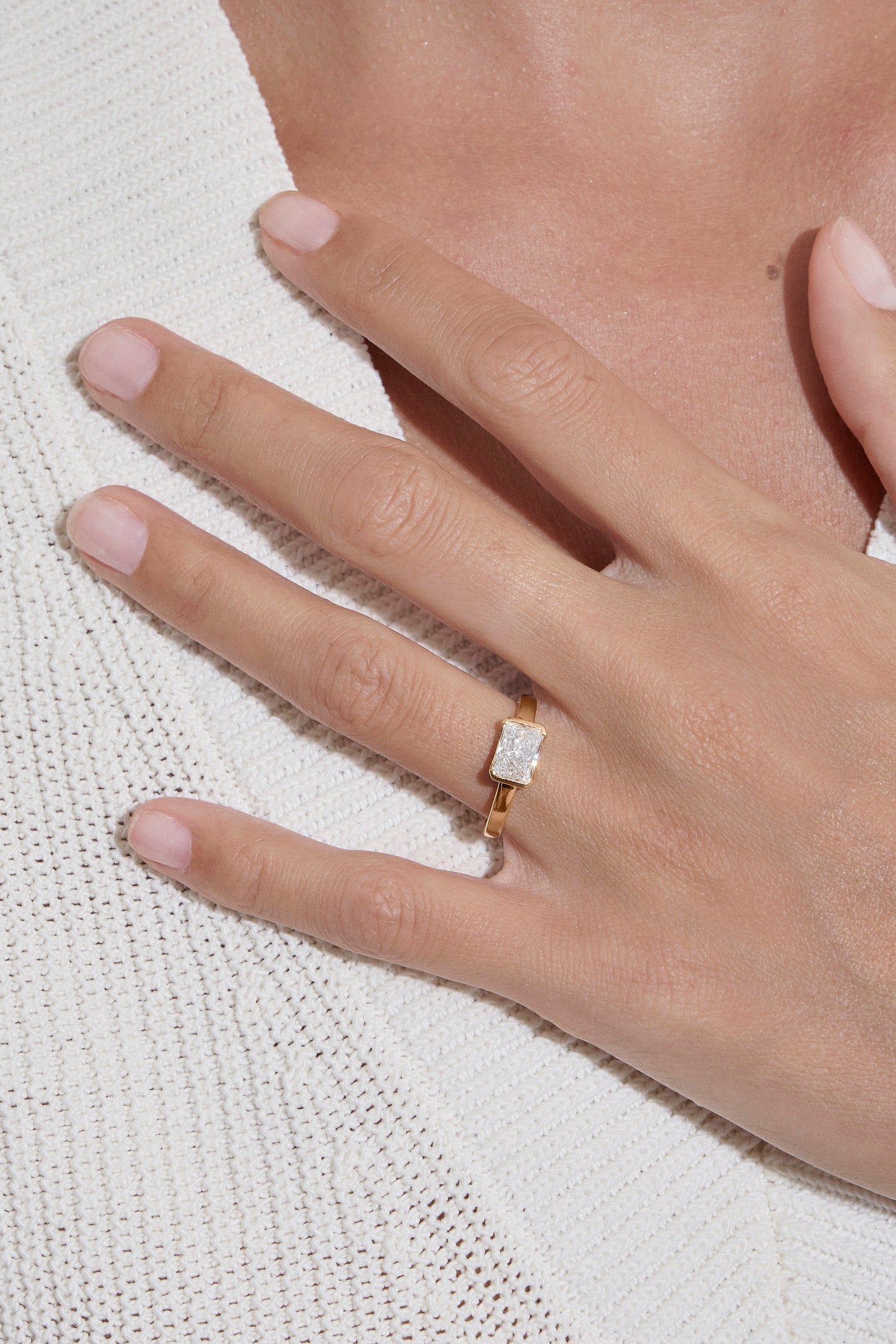 Radiant Half Bezel East-West Ring