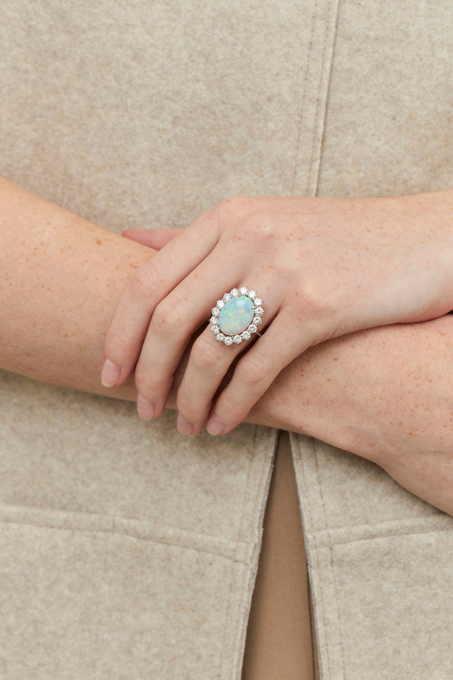 White Opal Cluster Ring