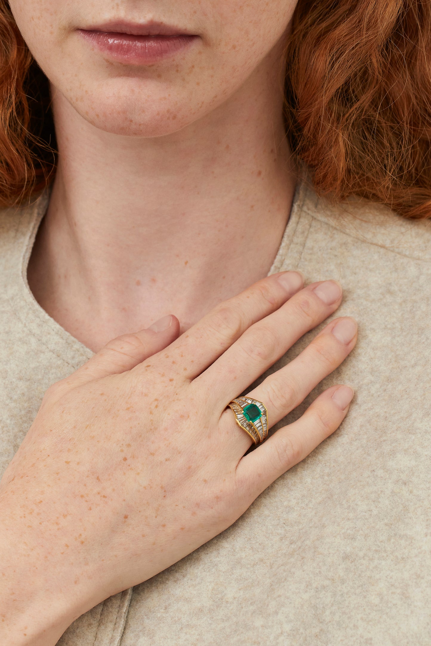Fluted Emerald Ring