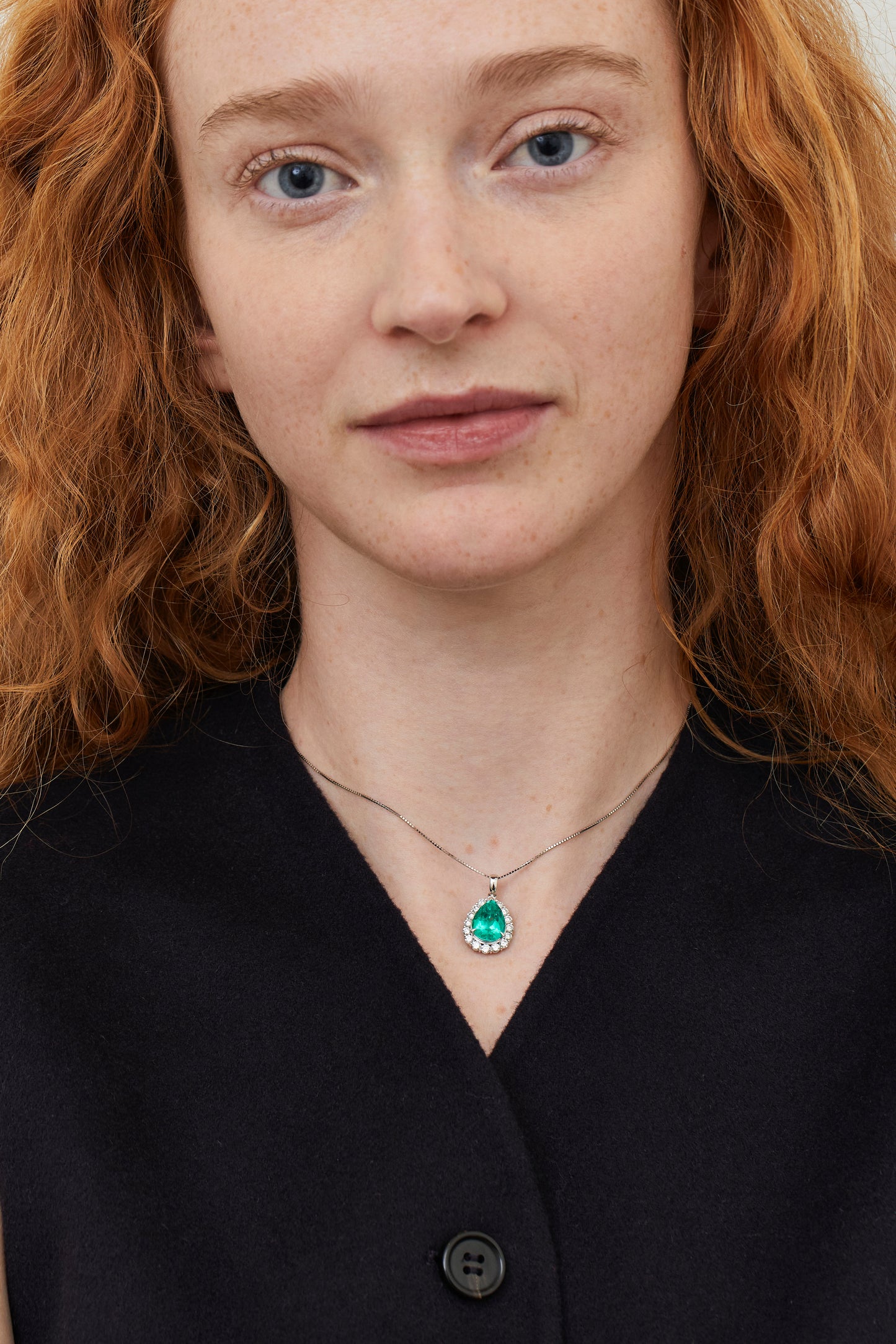 Pear Emerald Pendant Necklace