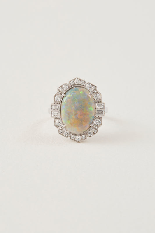 Opal Art Deco Design Ring