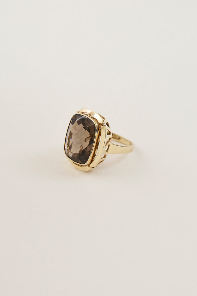 Mid Century Smokey Quartz Ring