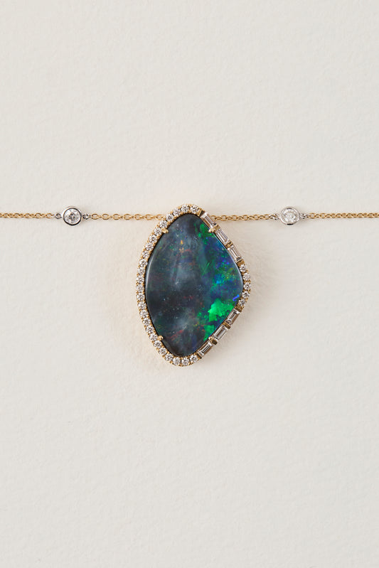Abstract Black Opal Pendant