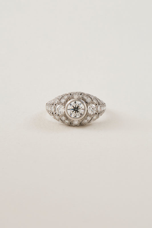 Domed Art Deco Design Ring